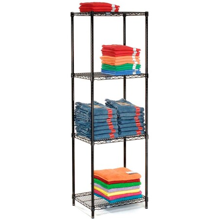 Nexel Black Epoxy, 4 Tier, Wire Shelving Starter Unit, 72W x 14D x 86H 14728B